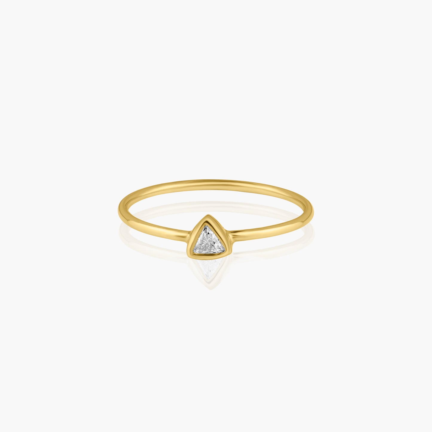 14K Yellow Gold Dainty Triangle Bezel Ring-R60602007