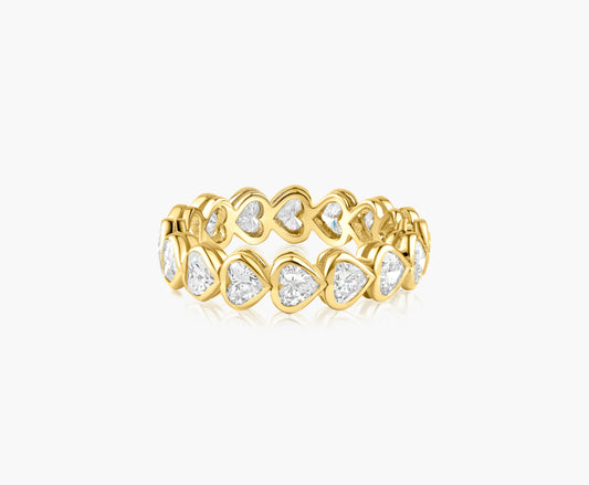 14K Yellow Gold Heart Bezel Eternity Band  - R606025