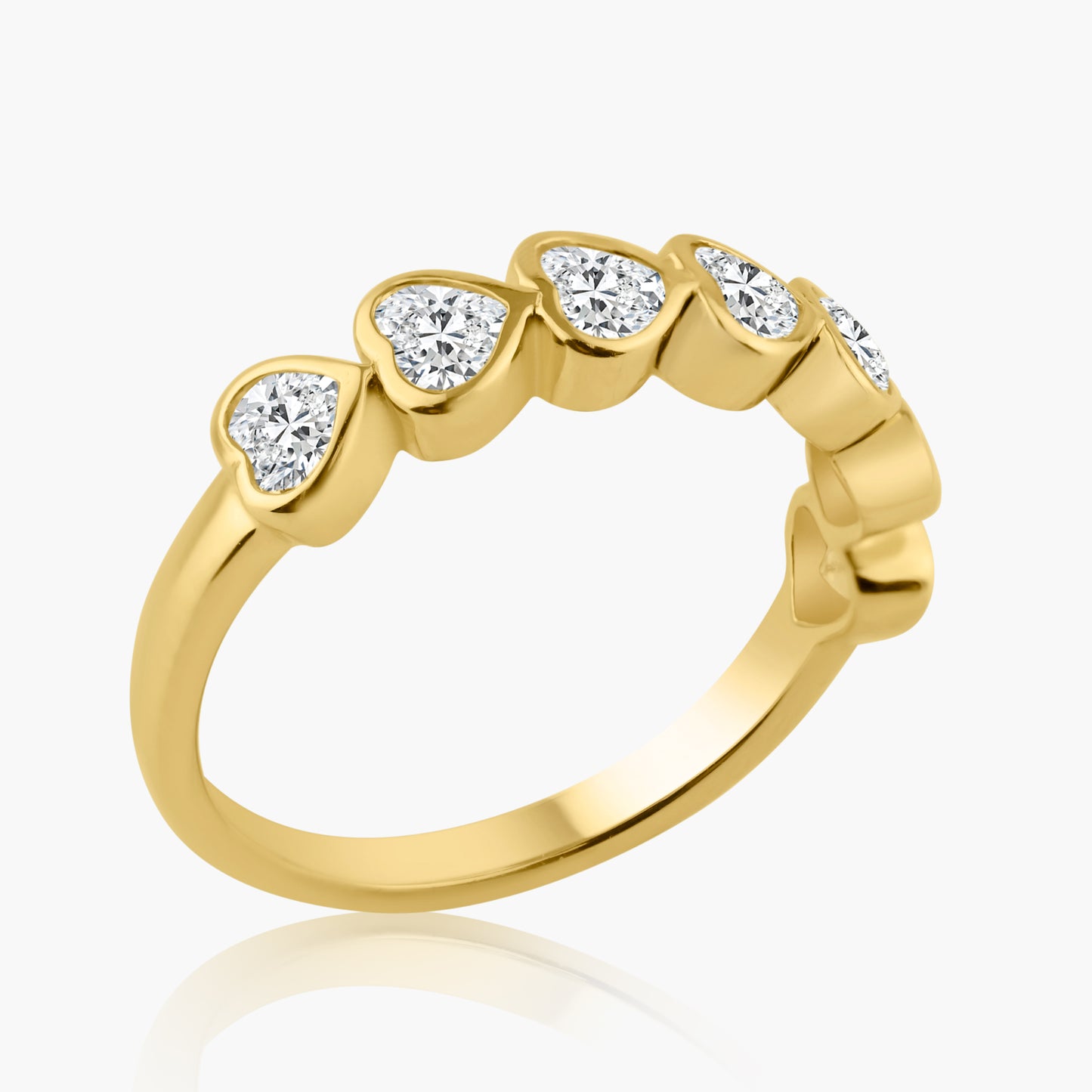 14K Yellow Gold Heart Bezel Band - R60602504