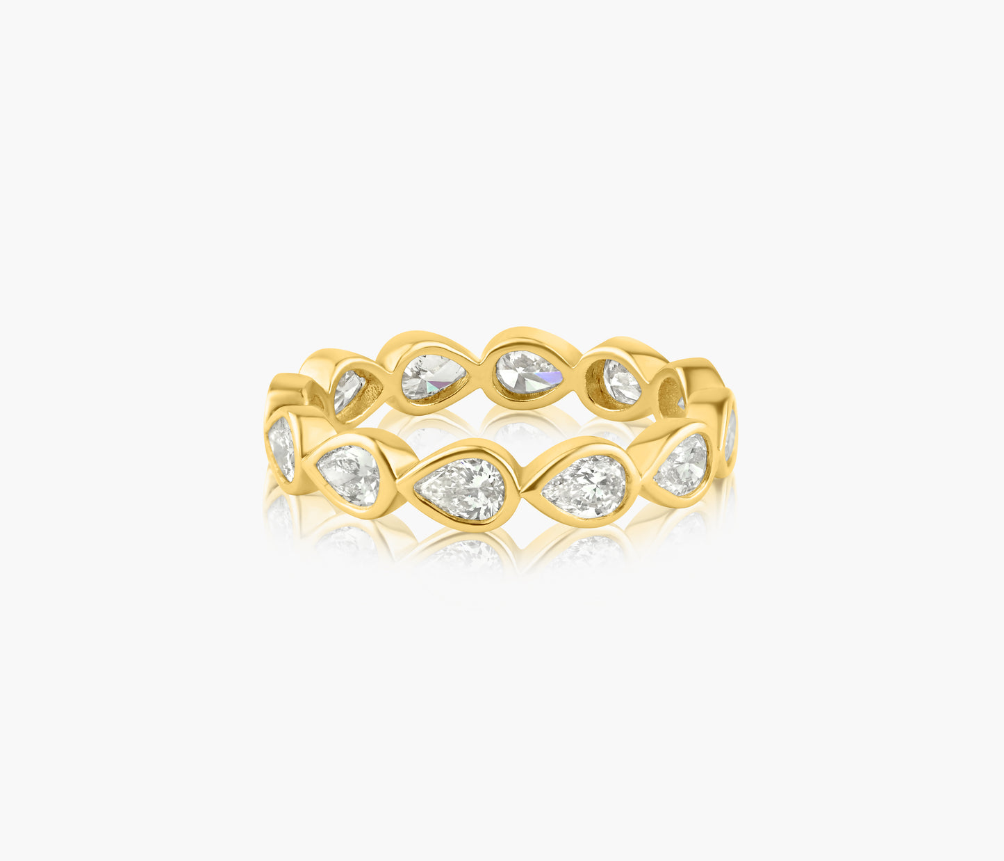 14K Yellow Gold Pear Bezel Eternity Band - R606026