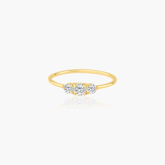 14K Yellow Gold Dainty Tri Round Diamond Ring - R60602901