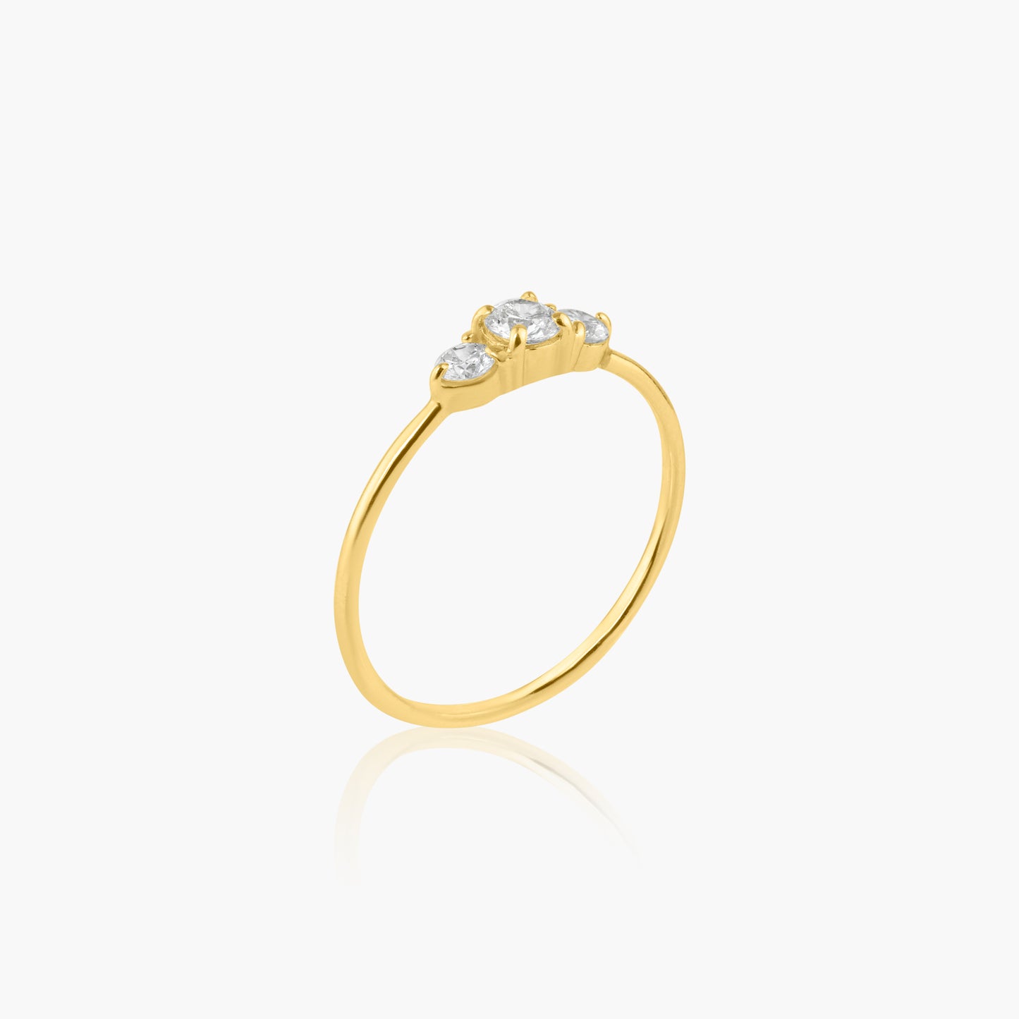 14K Yellow Gold Dainty Tri Round Diamond Ring - R60602901