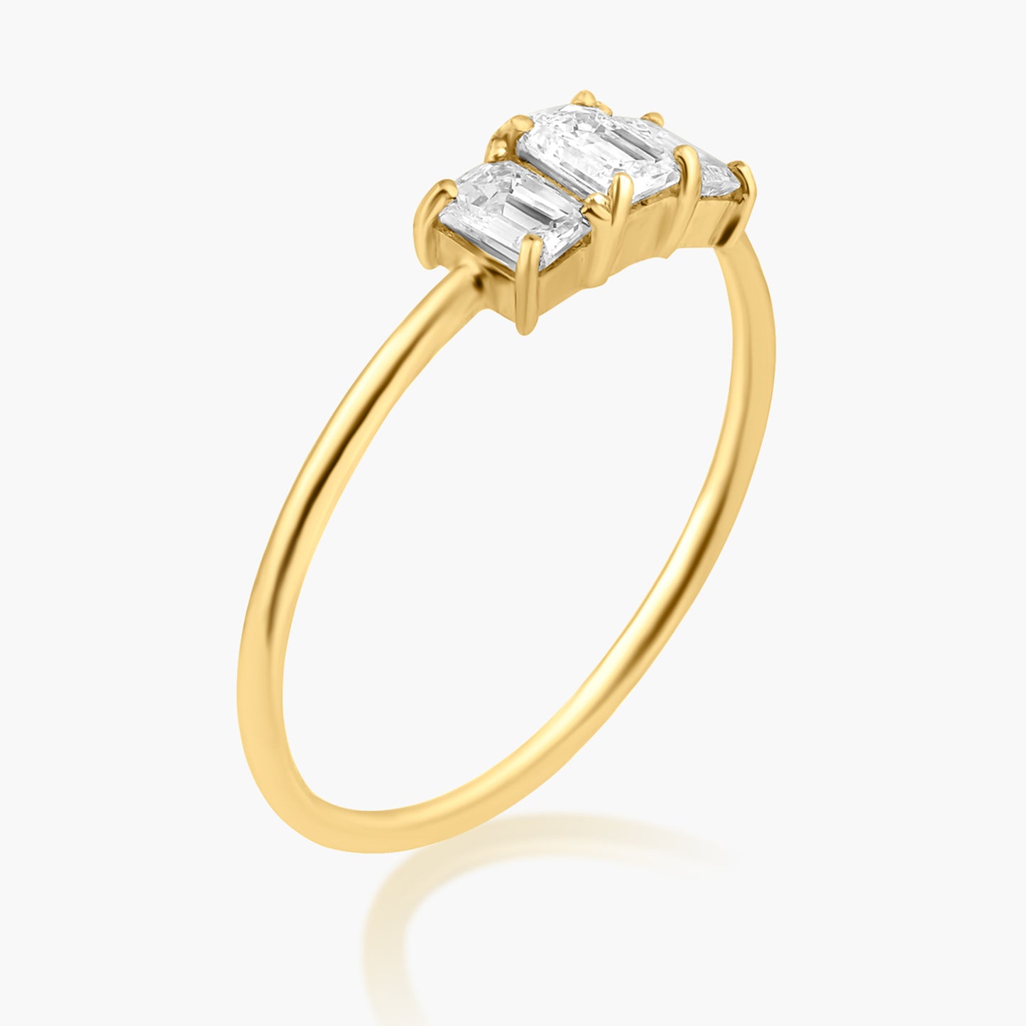 14K Yellow Gold Dainty Tri Diamond Ring - R60602903