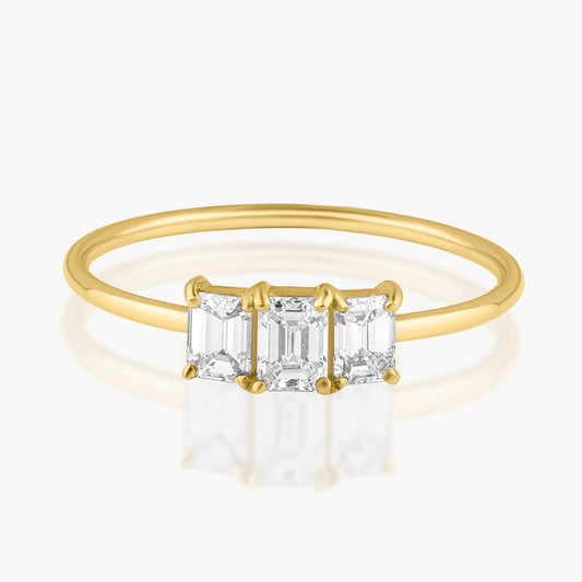 14K Yellow Gold Dainty Tri Diamond Ring - R60602903