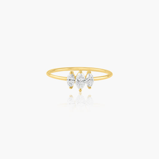 14K Yellow Gold Dainty Tri Marquise Diamond Ring -R60602904