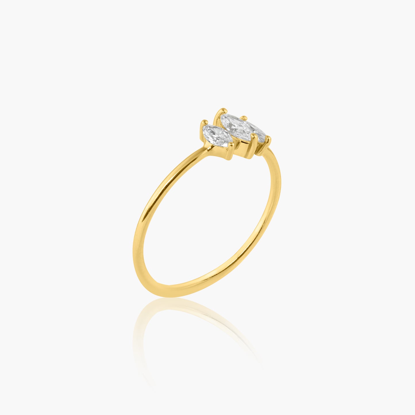 14K Yellow Gold Dainty Tri Marquise Diamond Ring -R60602904