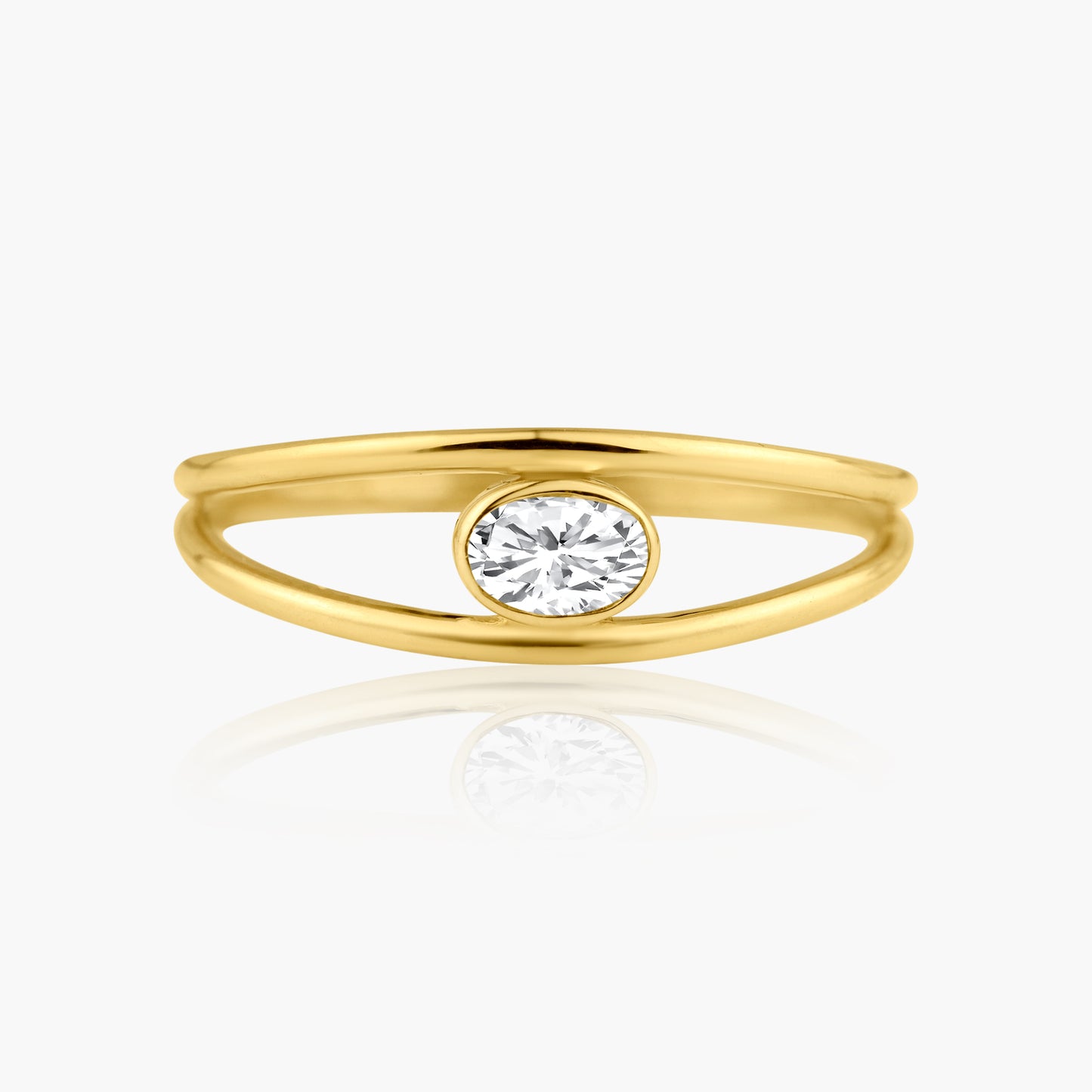 14K Yellow Gold Dainty Oval Diamond Ring - R60603001