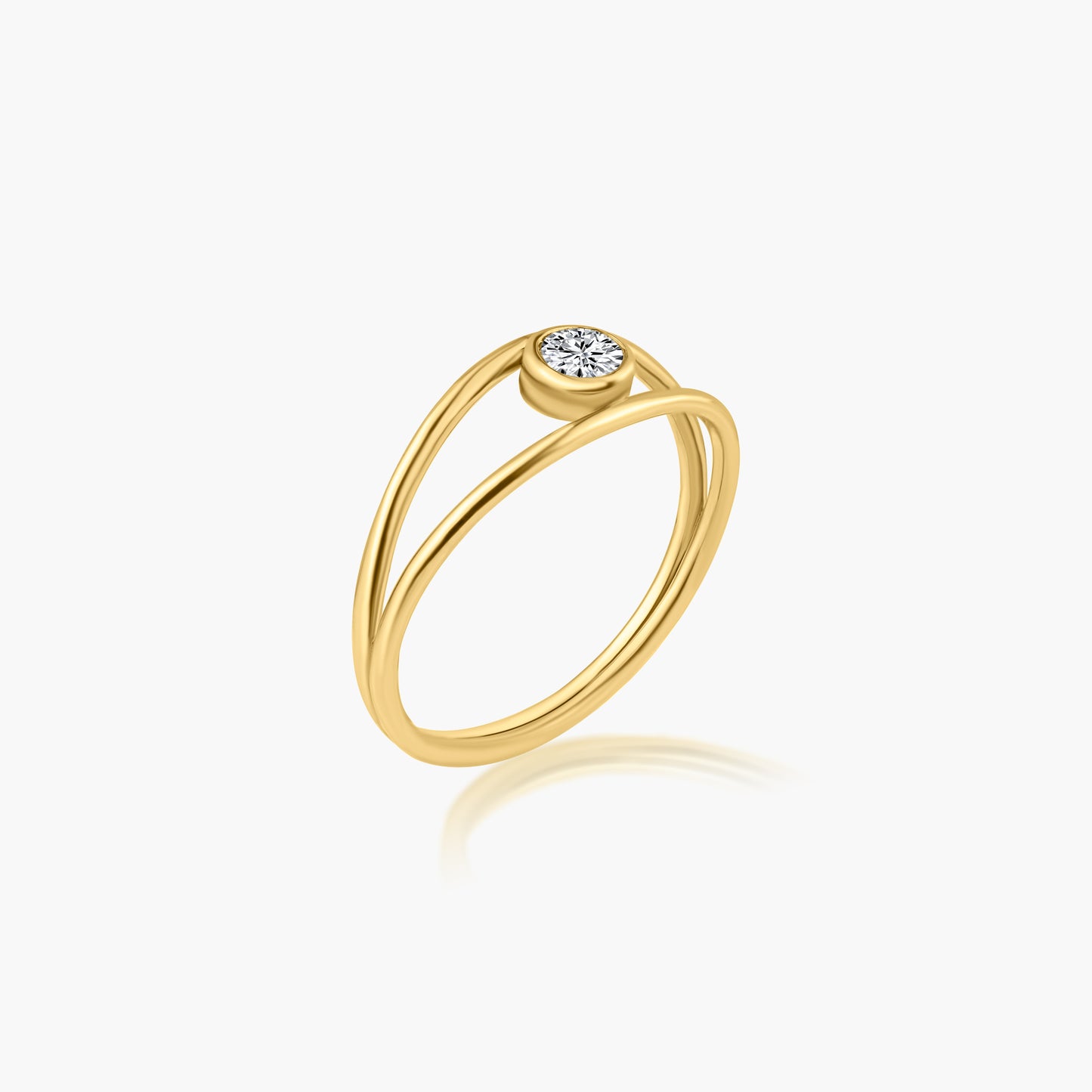 14K Yellow Gold Dainty Round Diamond Ring - R60603002