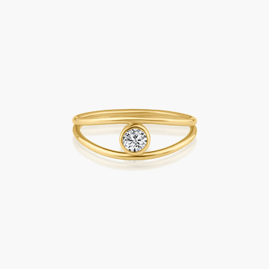 14K Yellow Gold Dainty Round Diamond Ring - R60603002