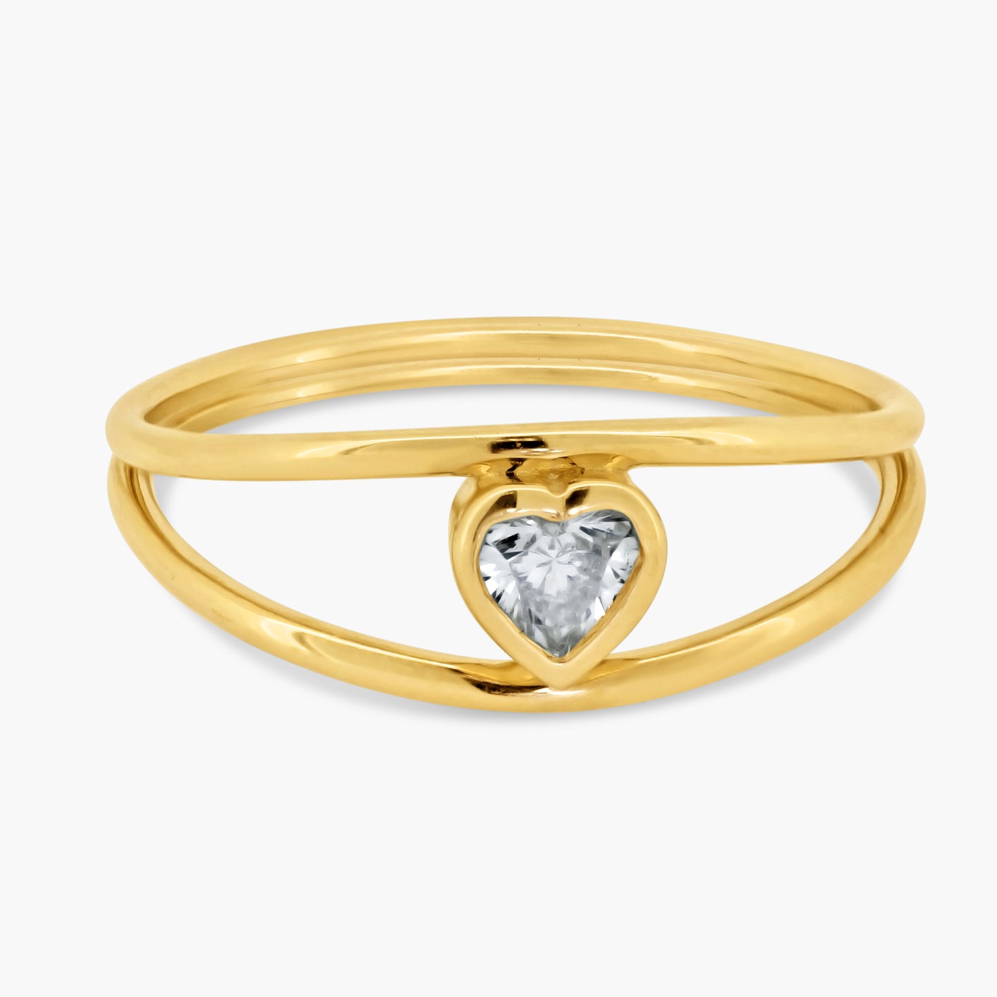 14K Yellow Gold Dainty Heart Diamond Ring - R60603004