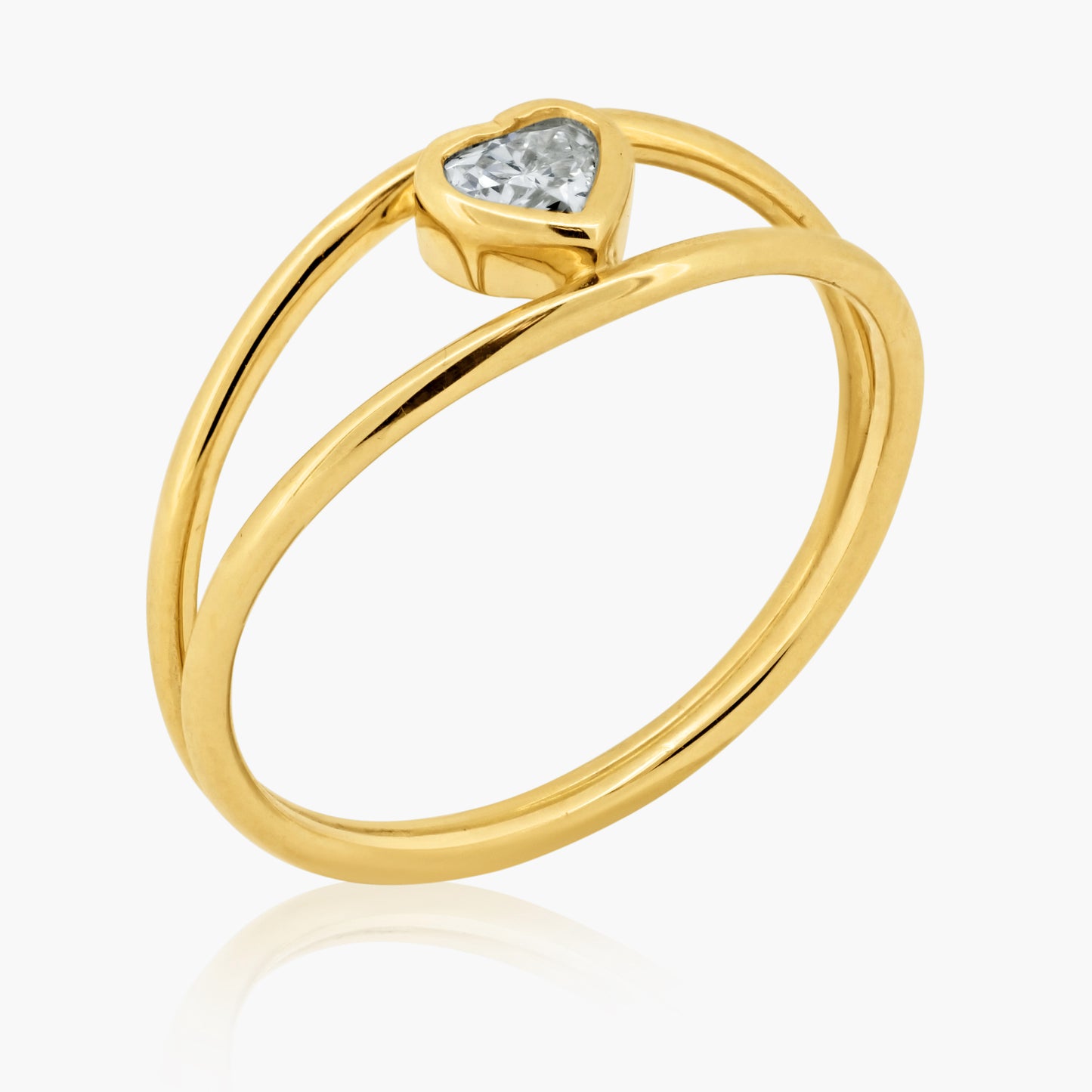 14K Yellow Gold Dainty Heart Diamond Ring - R60603004