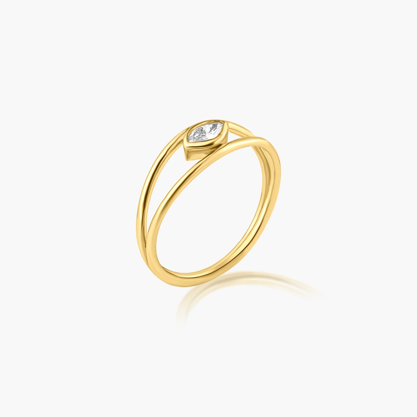 14K Yellow Gold Dainty Marquise Diamond Ring - R60603006