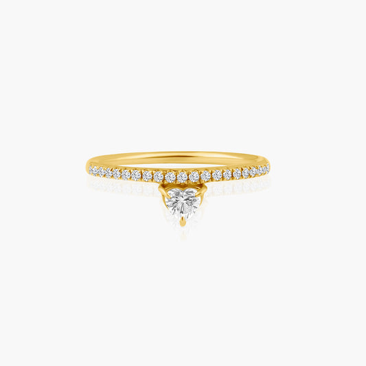 14K Yellow Gold Dainty Center Heart Diamond Ring - R60603104