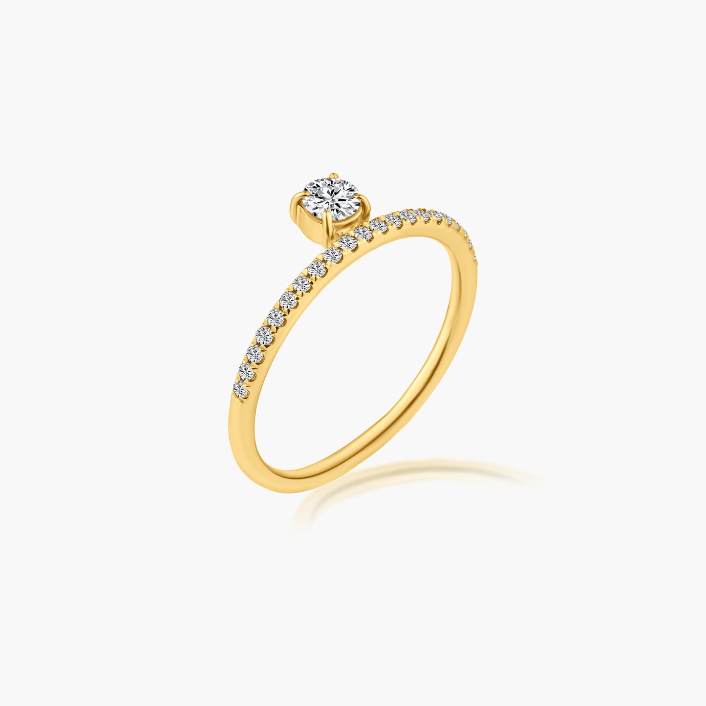 14K Yellow Gold Dainty Center Round Diamond Ring - R60603105