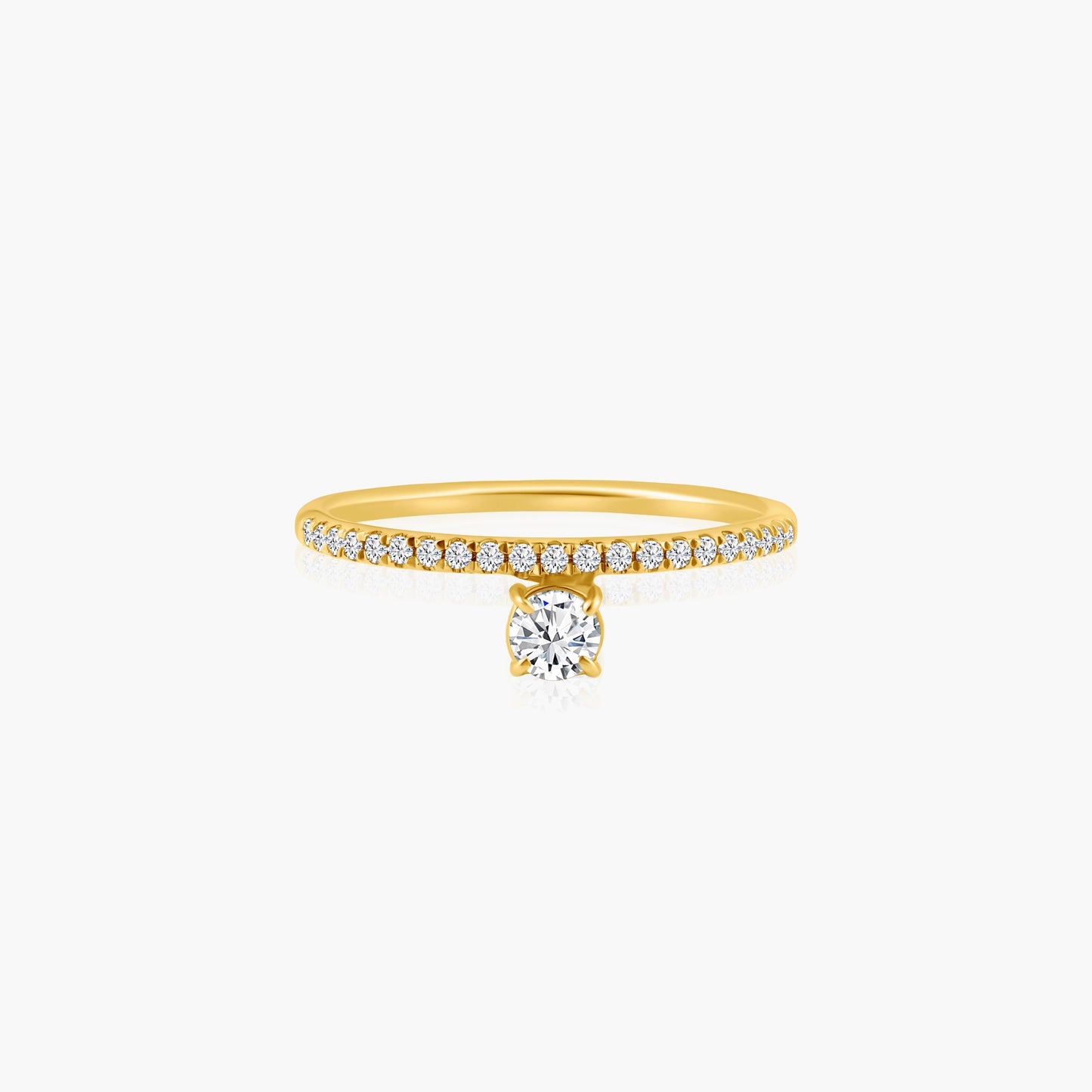 14K Yellow Gold Dainty Center Round Diamond Ring - R60603105