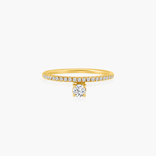 14K Yellow Gold Dainty Center Round Diamond Ring - R60603105