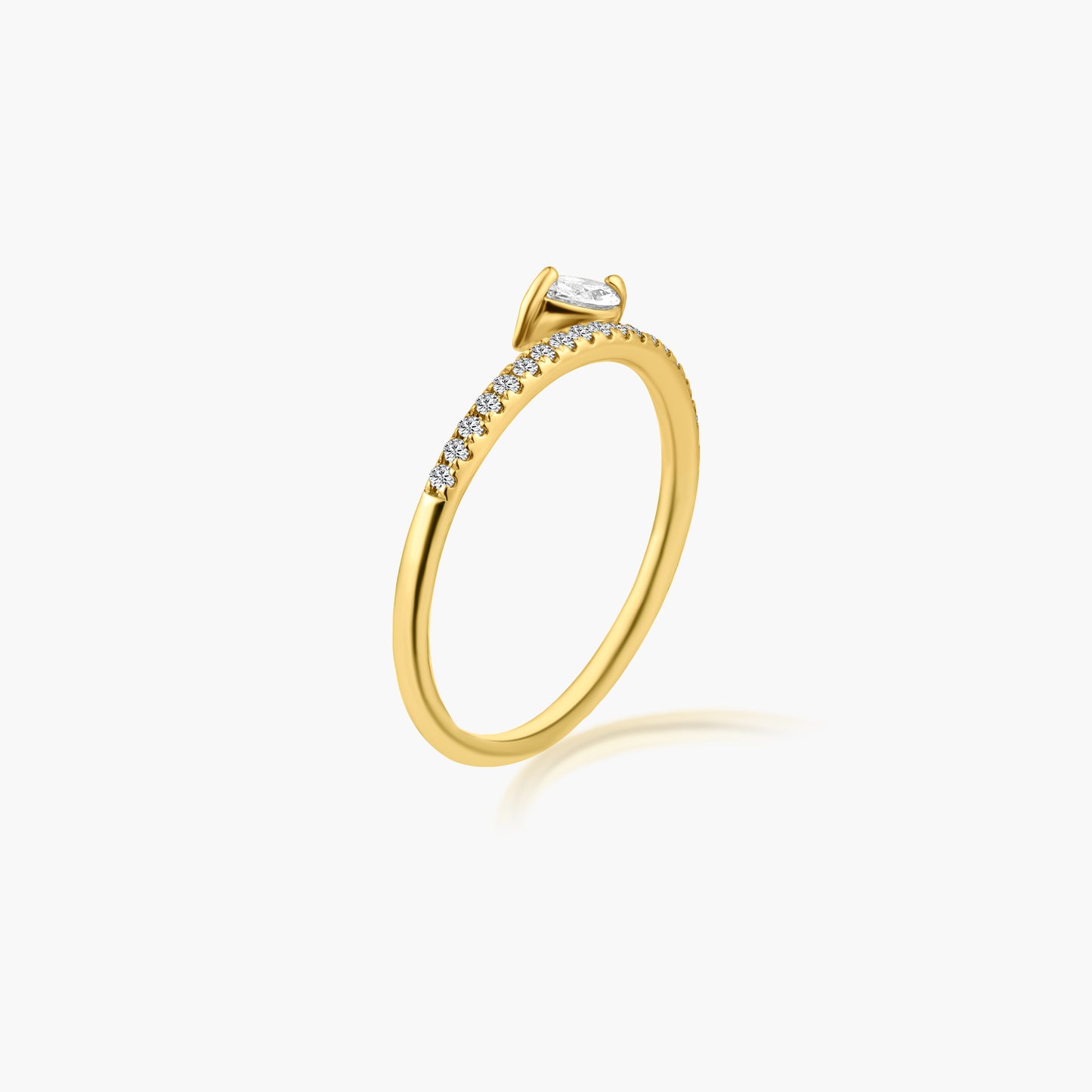 14K Yellow Gold Dainty Center Marquise Diamond Ring - R60603106