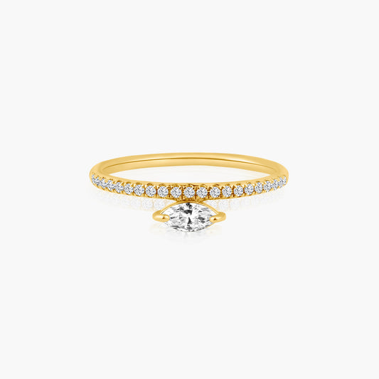 14K Yellow Gold Dainty Center Marquise Diamond Ring - R60603106