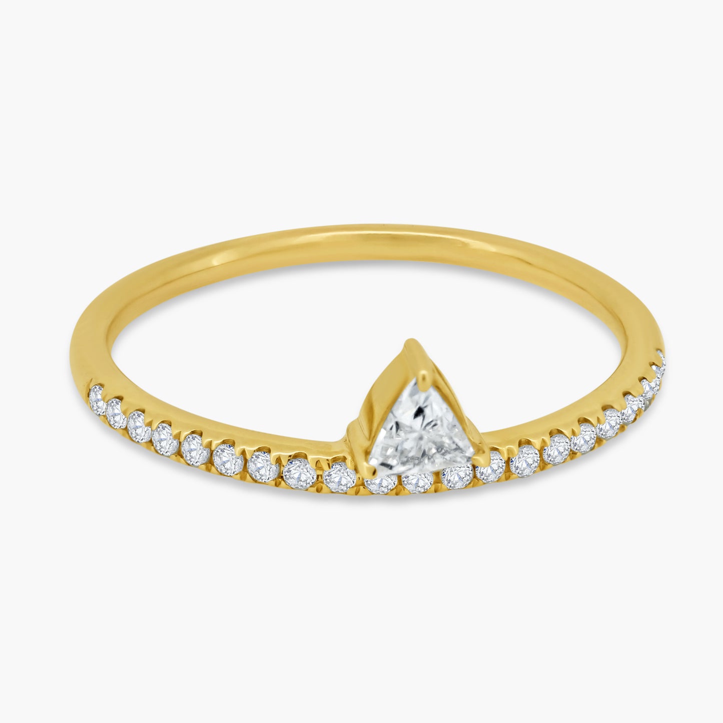 14K Yellow Gold Center Triangle Diamond Ring - R60603107