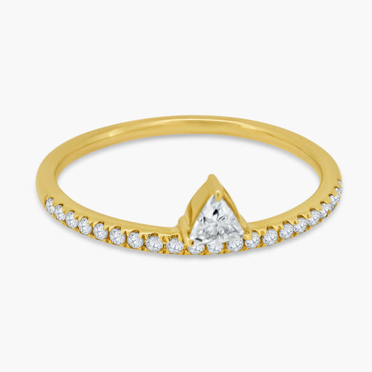 14K Yellow Gold Center Triangle Diamond Ring - R60603107