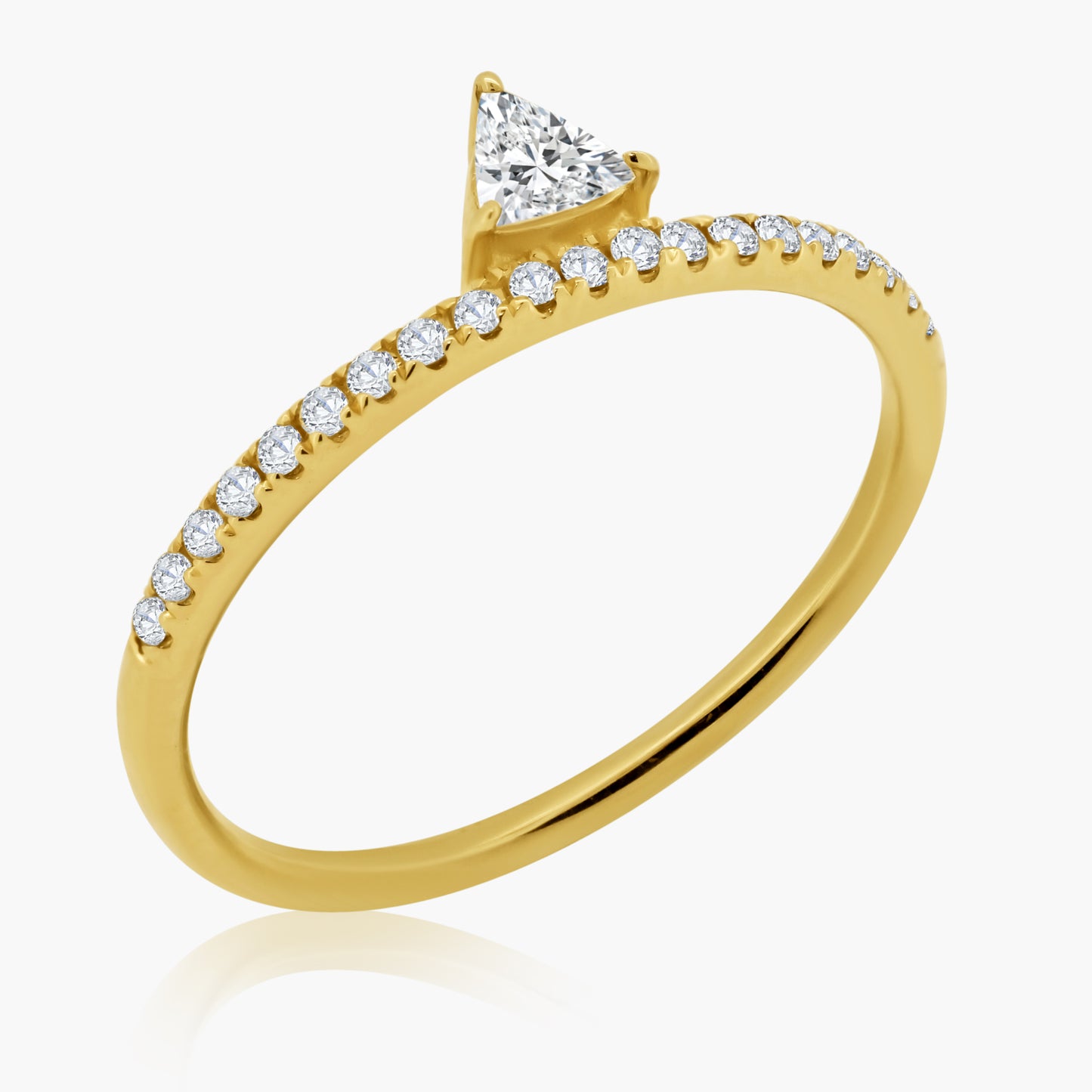 14K Yellow Gold Center Triangle Diamond Ring - R60603107