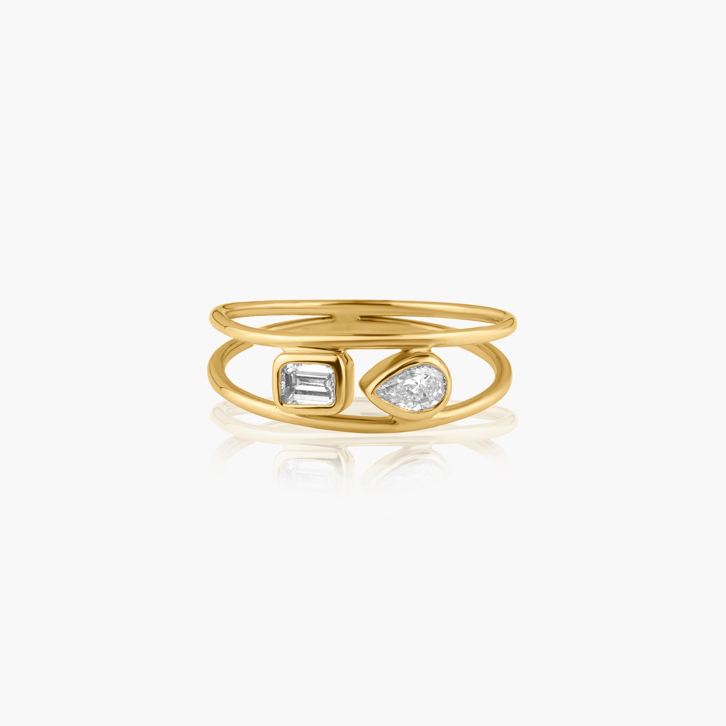 14K Yellow Gold Dainty Double Diamond Ring - R606032EP