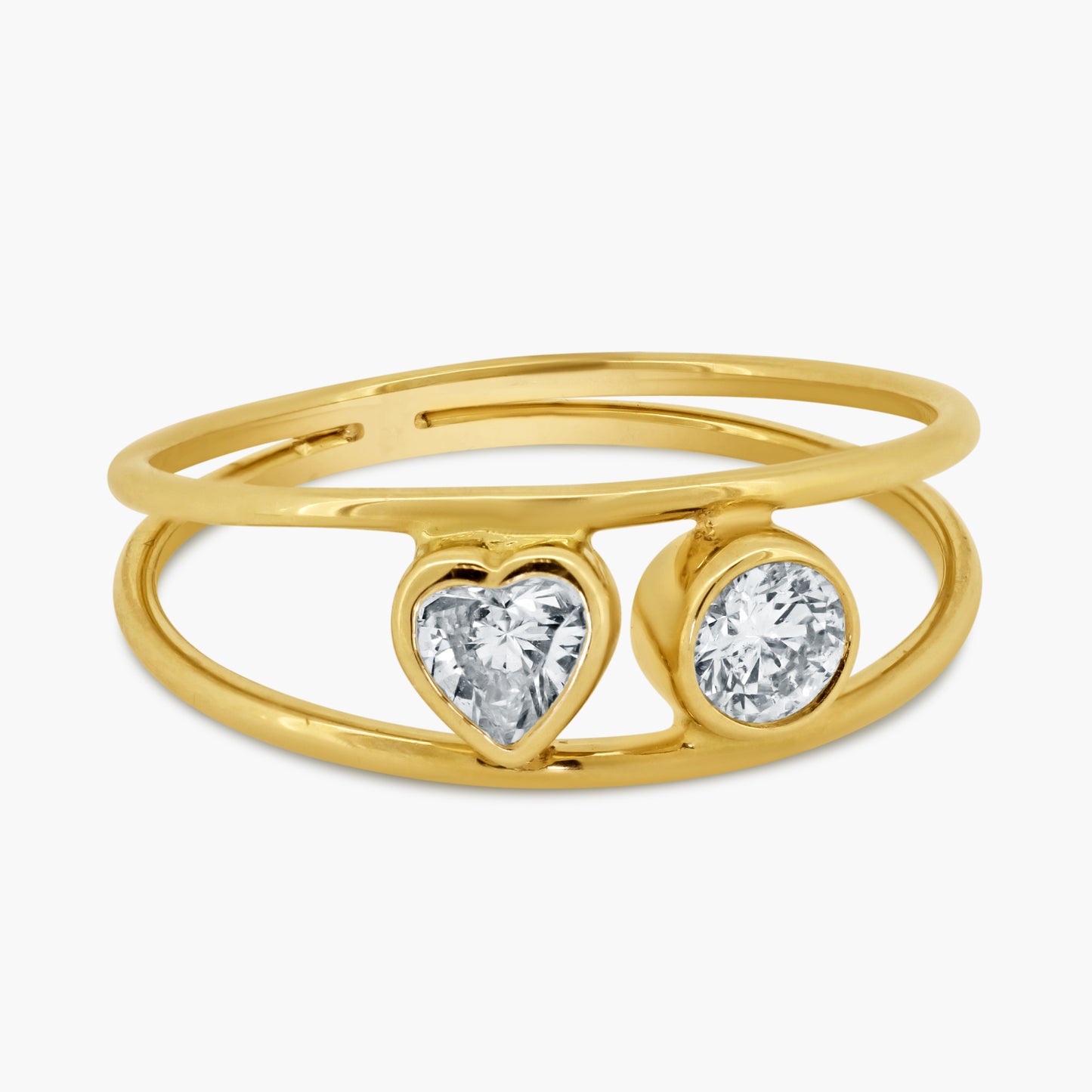 14K Yellow Gold Dainty Double Diamond Ring - R606032HR-1