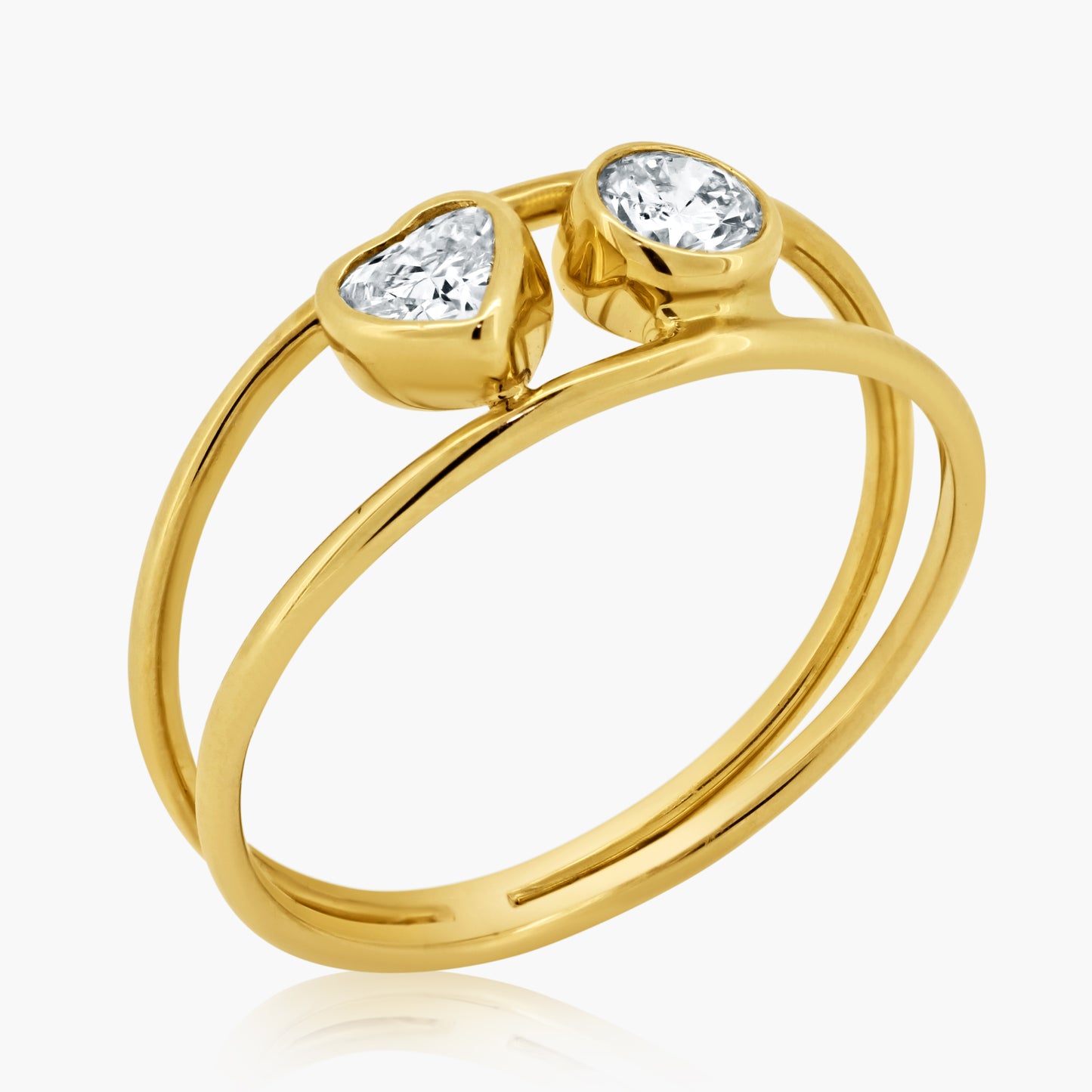 14K Yellow Gold Dainty Double Diamond Ring - R606032HR-1