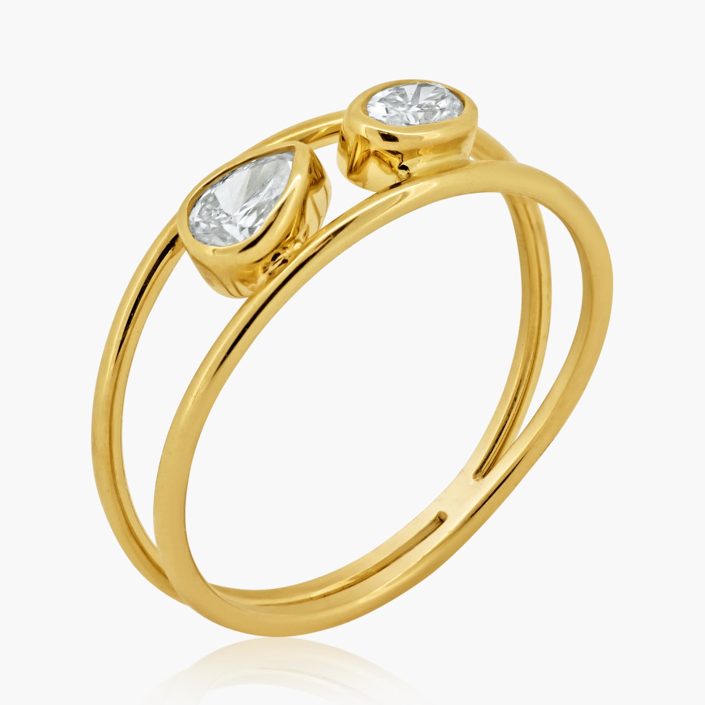 14K Yellow Gold Dainty Double Diamond Ring - R606032OP