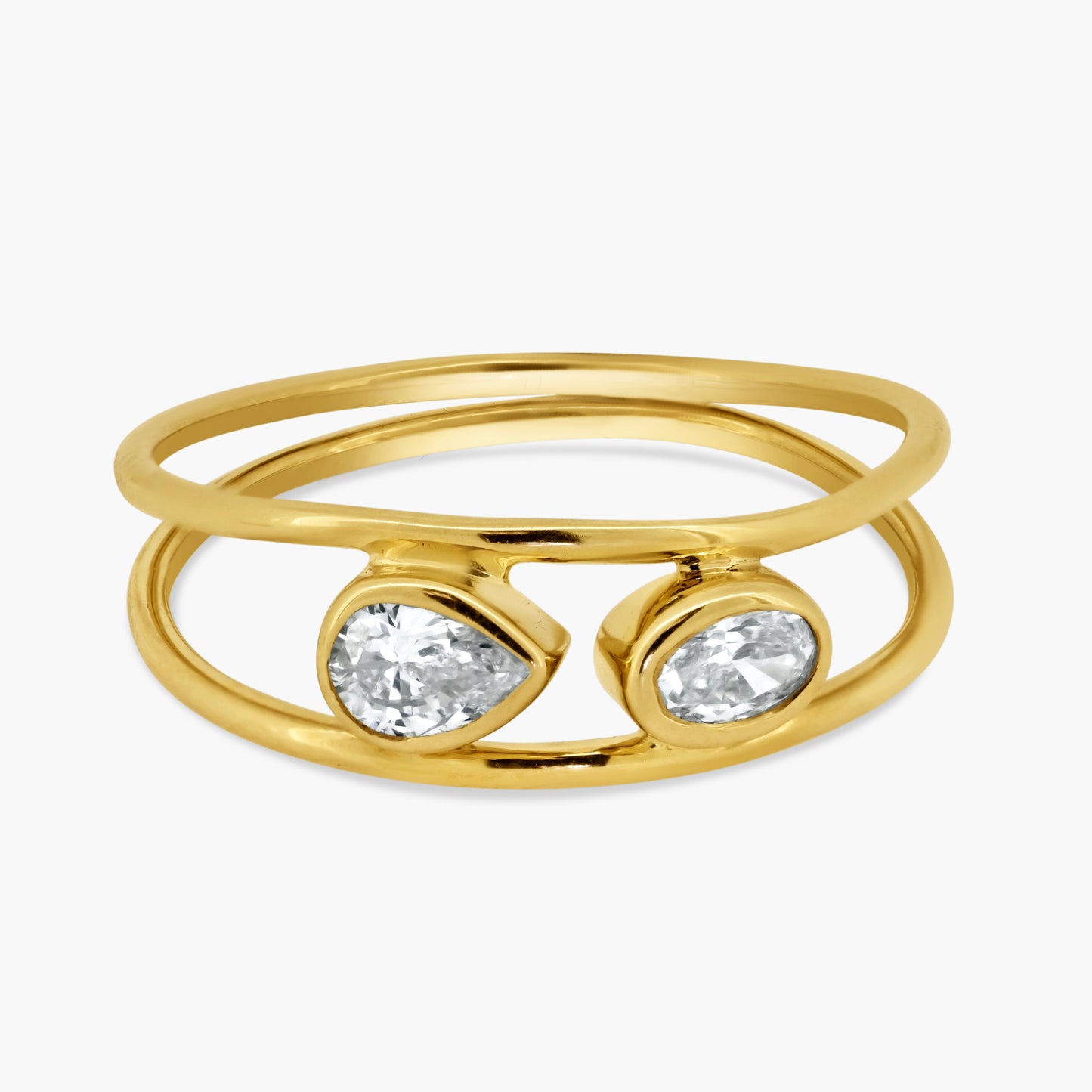 14K Yellow Gold Dainty Double Diamond Ring - R606032OP