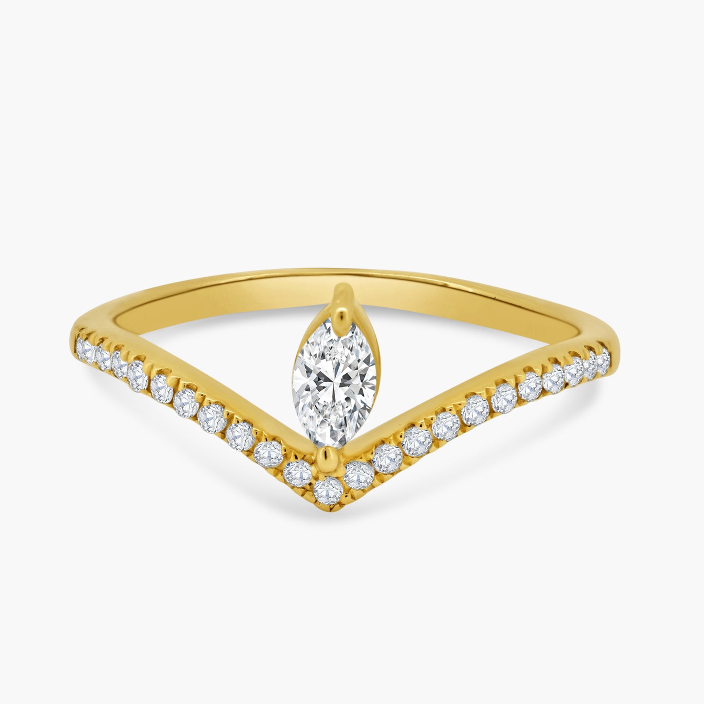 14K Yellow Gold Center Marquise Diamond Curved Ring - R60603306