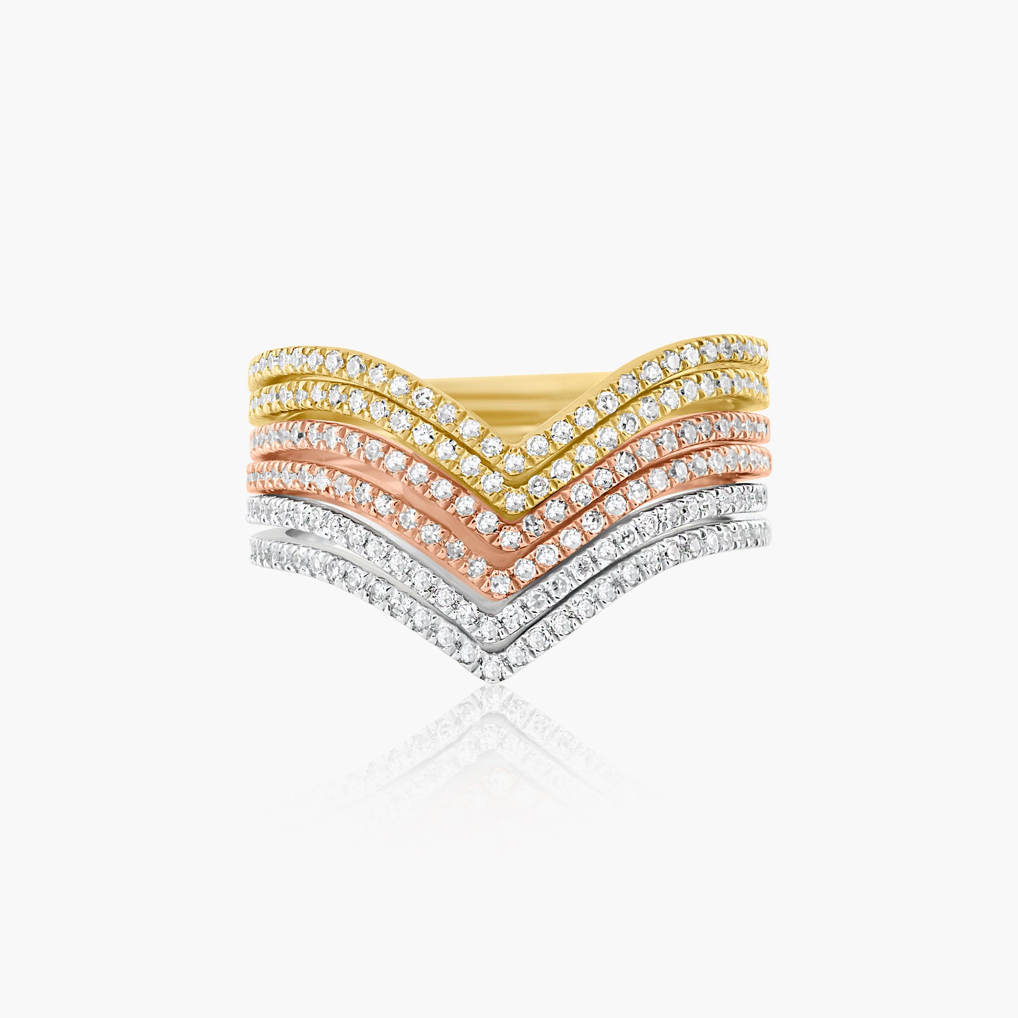 14K Tri Color Stackable Curved Ring-R60603408