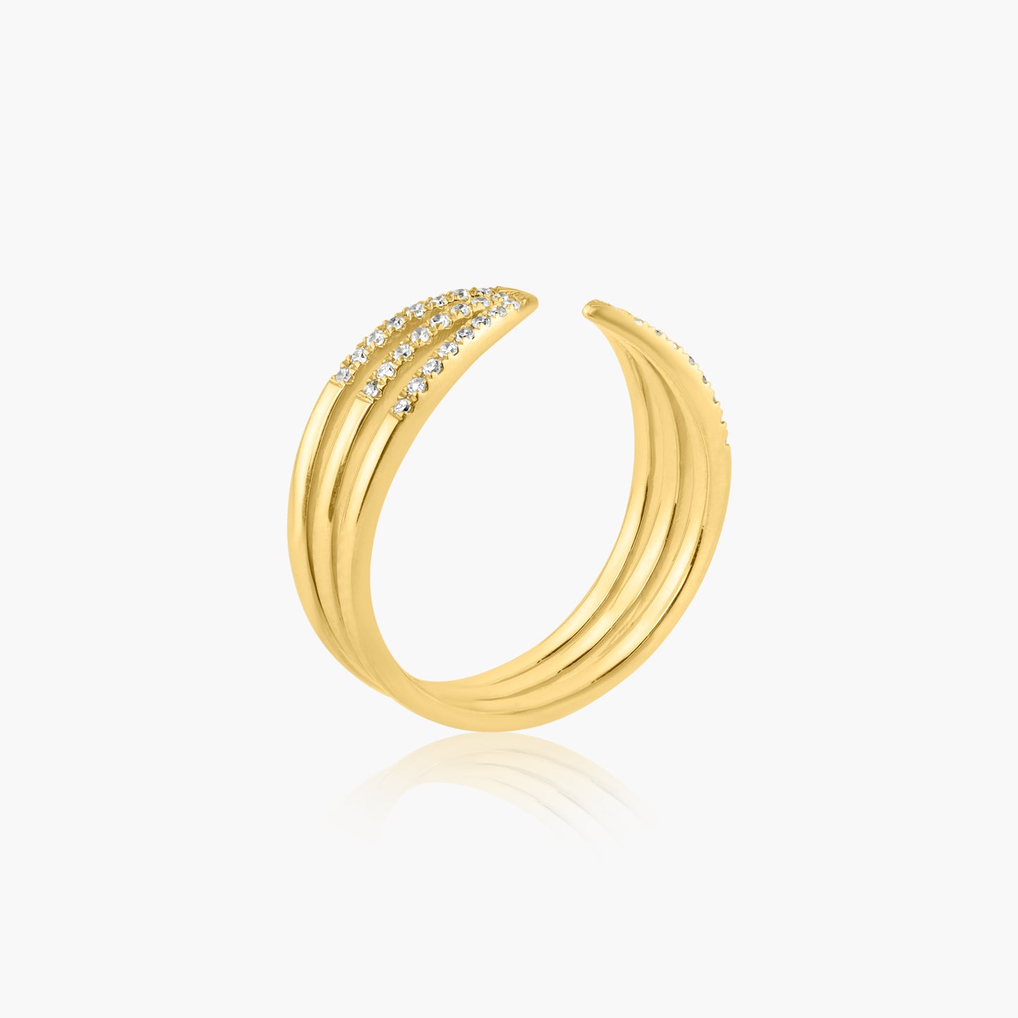 14K Yellow Gold Dainty Three Row Claw Ring - R60603803