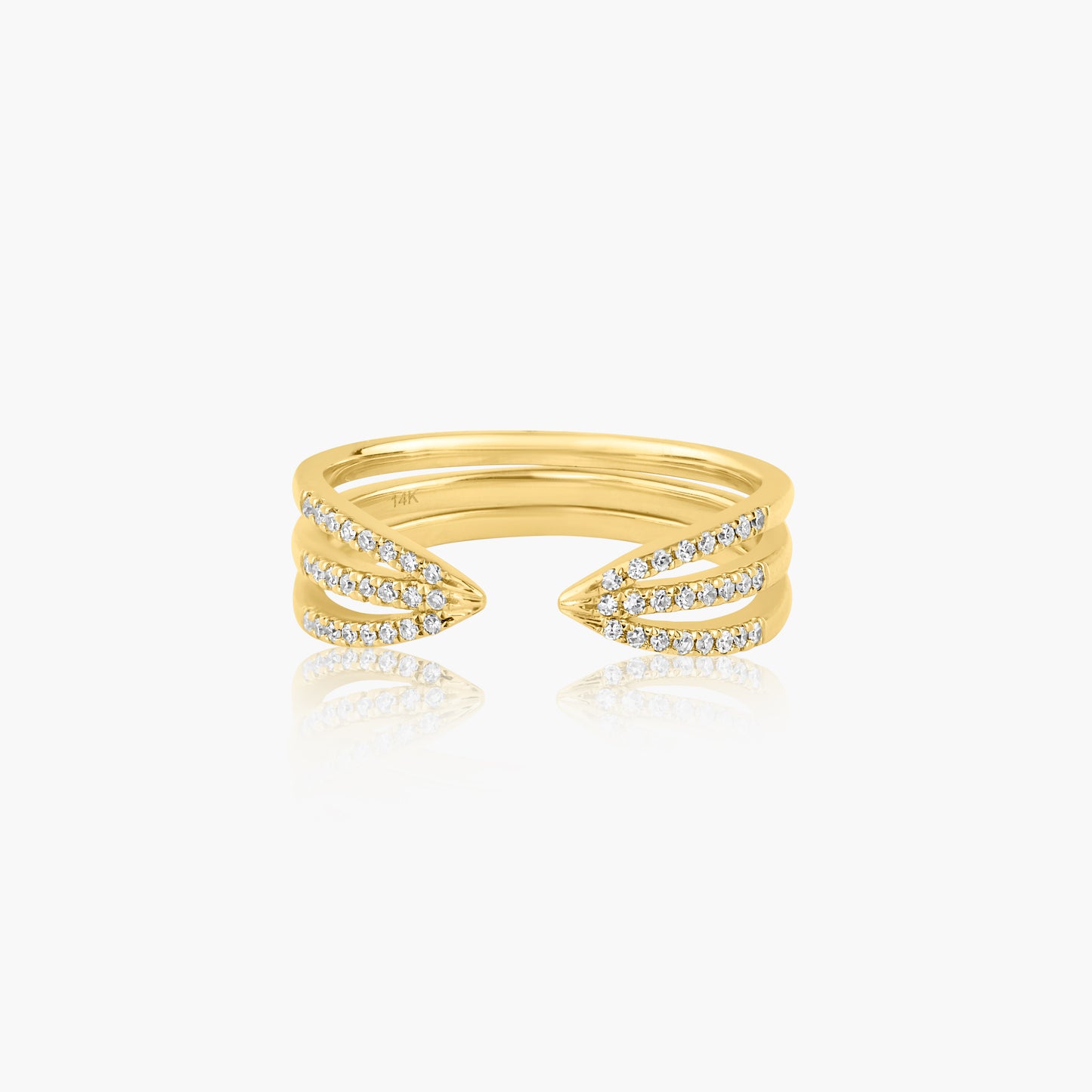 14K Yellow Gold Dainty Three Row Claw Ring - R60603803