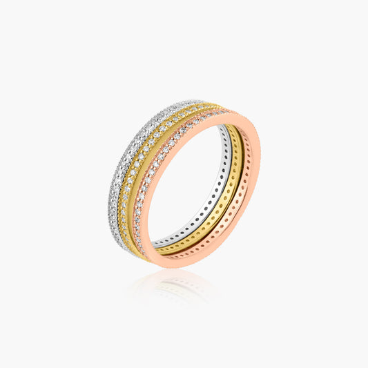 14K Tri Color Stackable Ring (set of 3)-R60604002