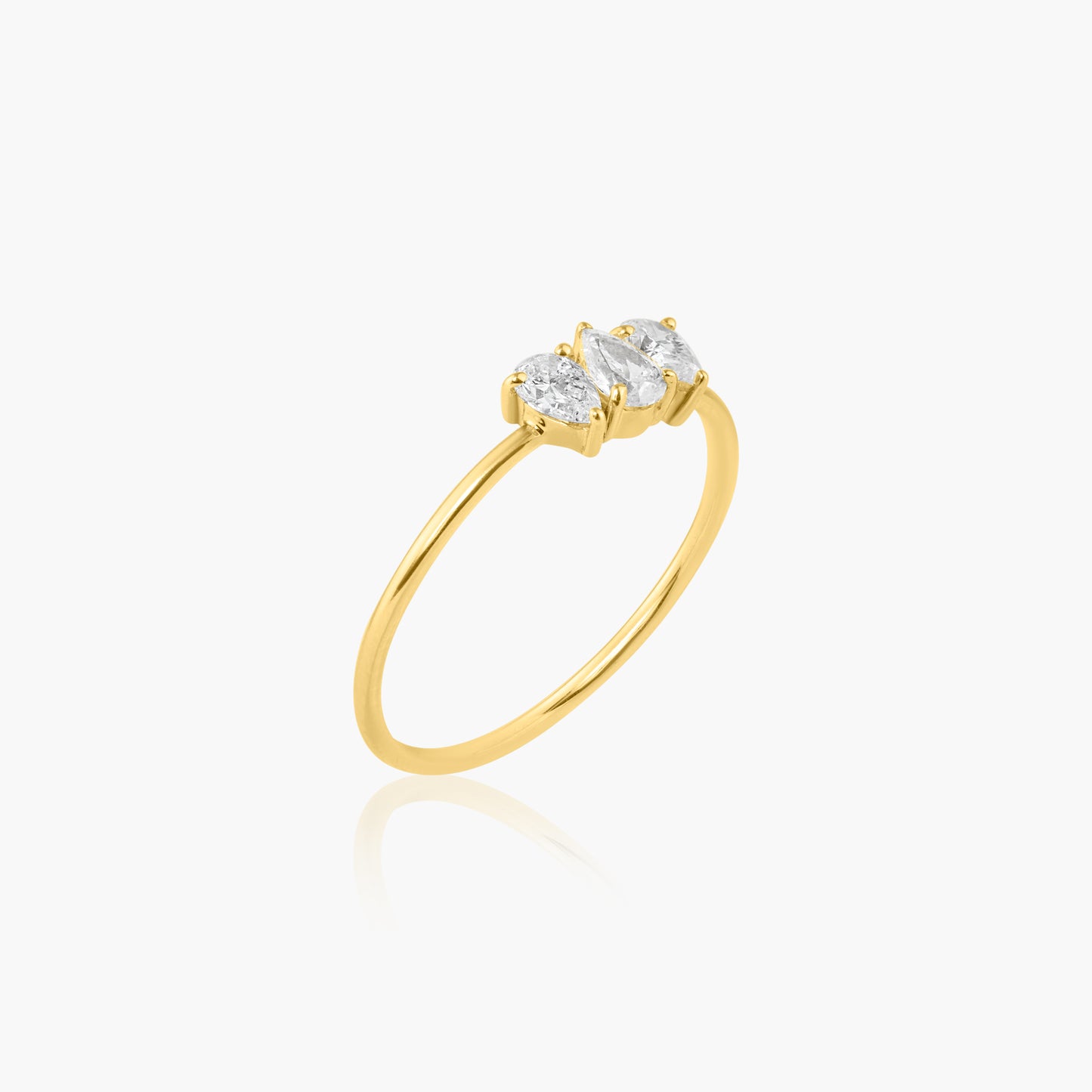 14K Yellow Gold Dainty Tri Pear Diamond Ring - R60604102