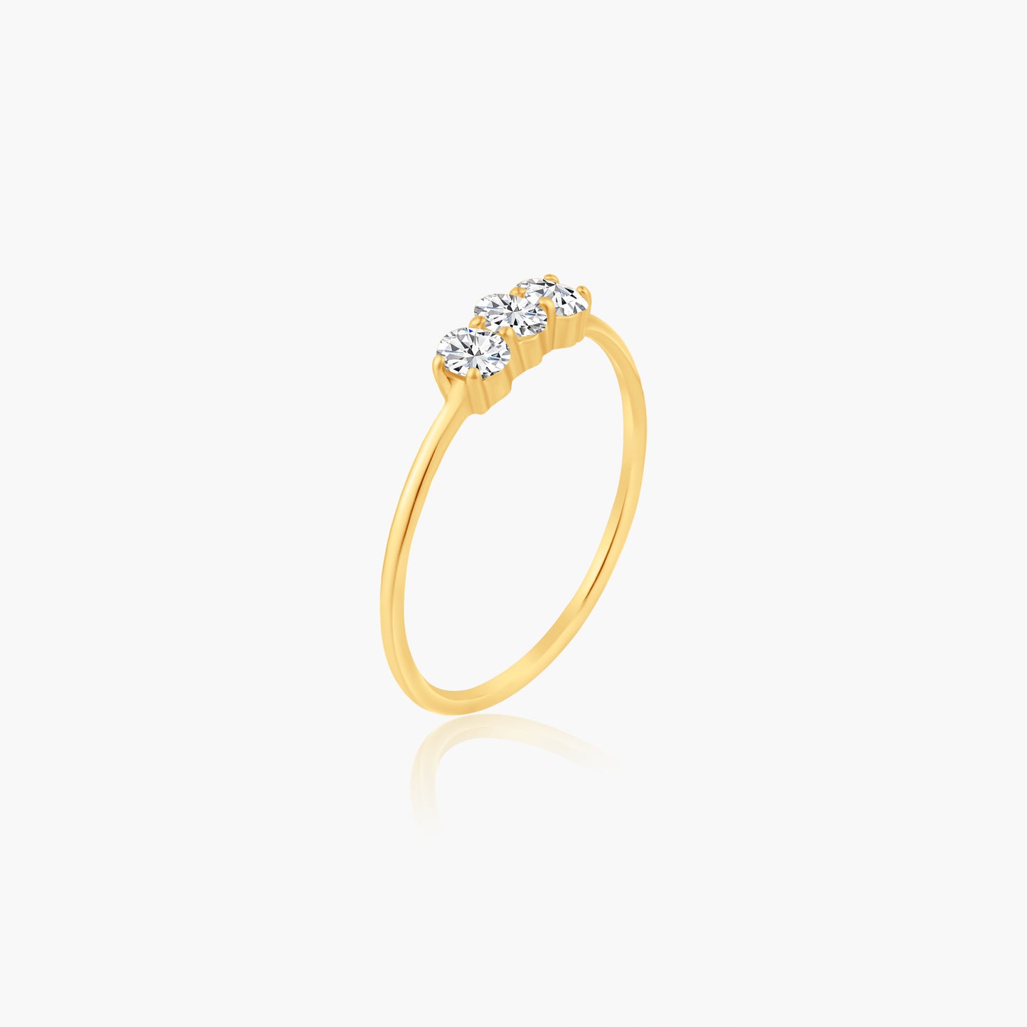 14K Yellow Gold Dainty Tri Oval Diamond Ring - R60604103