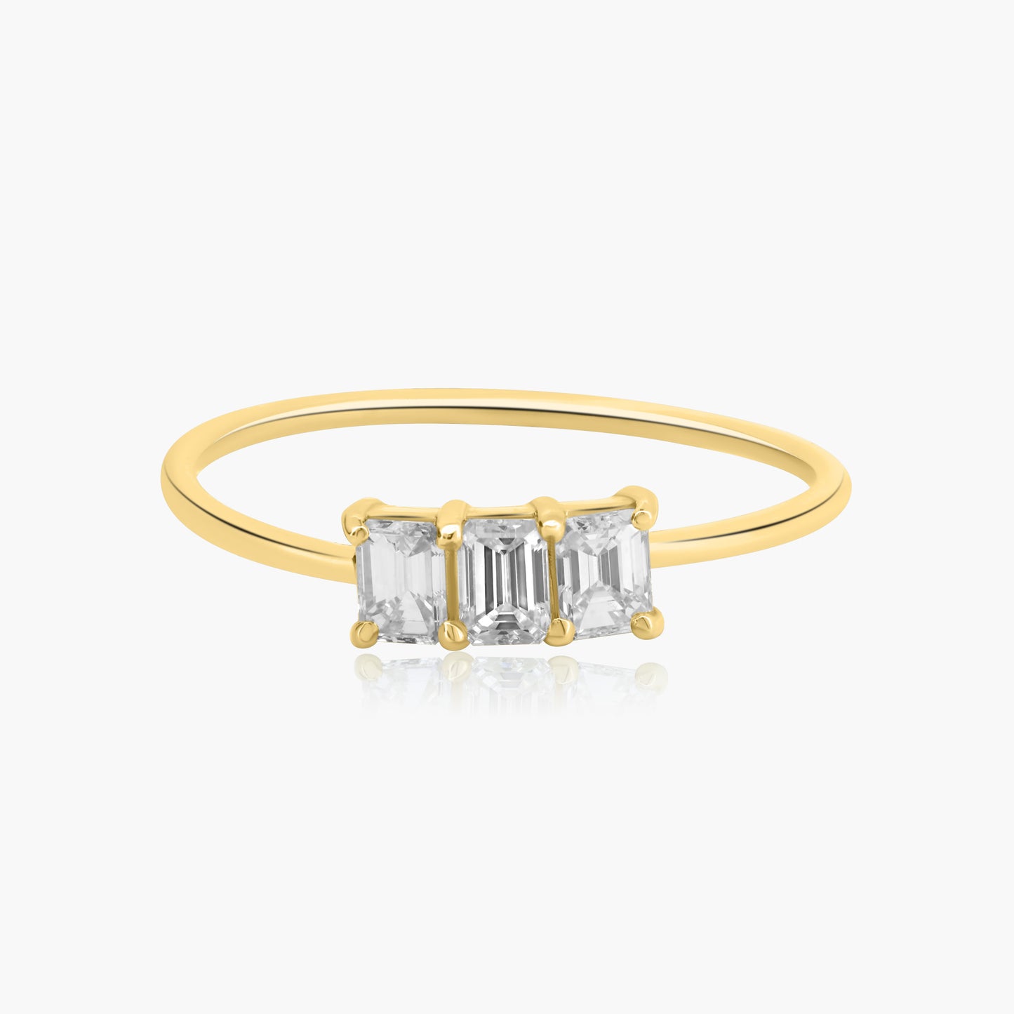 14K Yellow Gold Dainty Tri Diamond Ring - R60604104