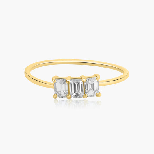 14K Yellow Gold Dainty Tri Diamond Ring - R60604104