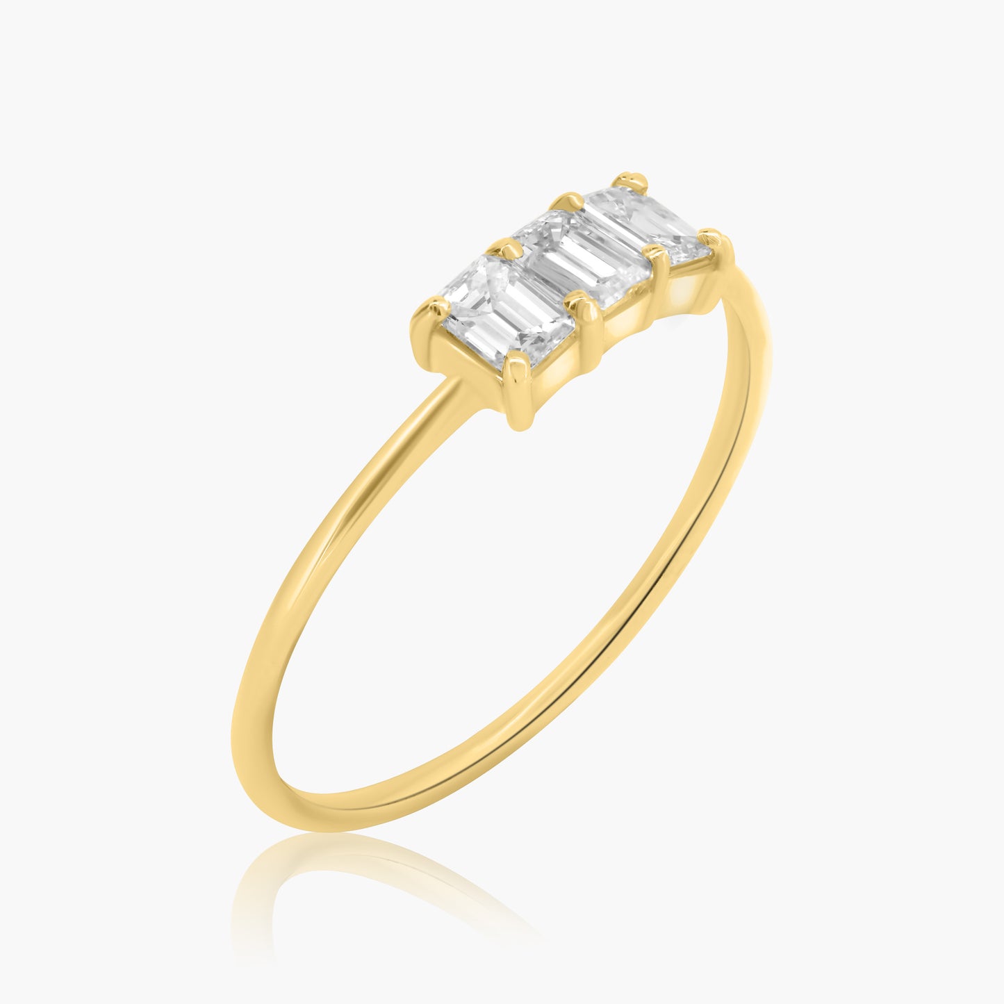 14K Yellow Gold Dainty Tri Diamond Ring - R60604104