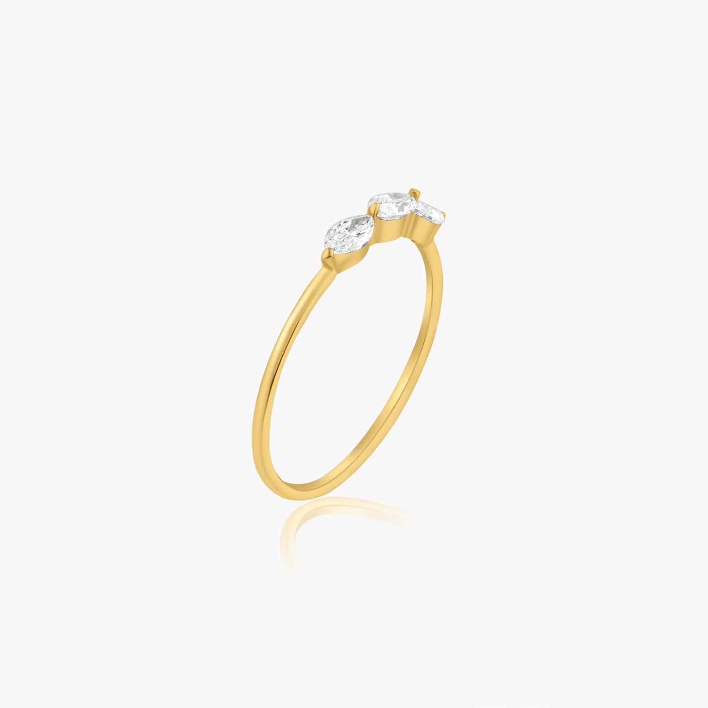 14K Yellow Gold Dainty Tri Diamond Ring - R60604105