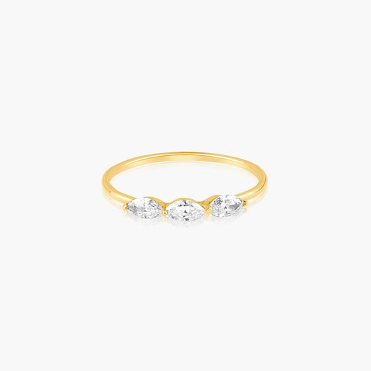 14K Yellow Gold Dainty Tri Diamond Ring - R60604105