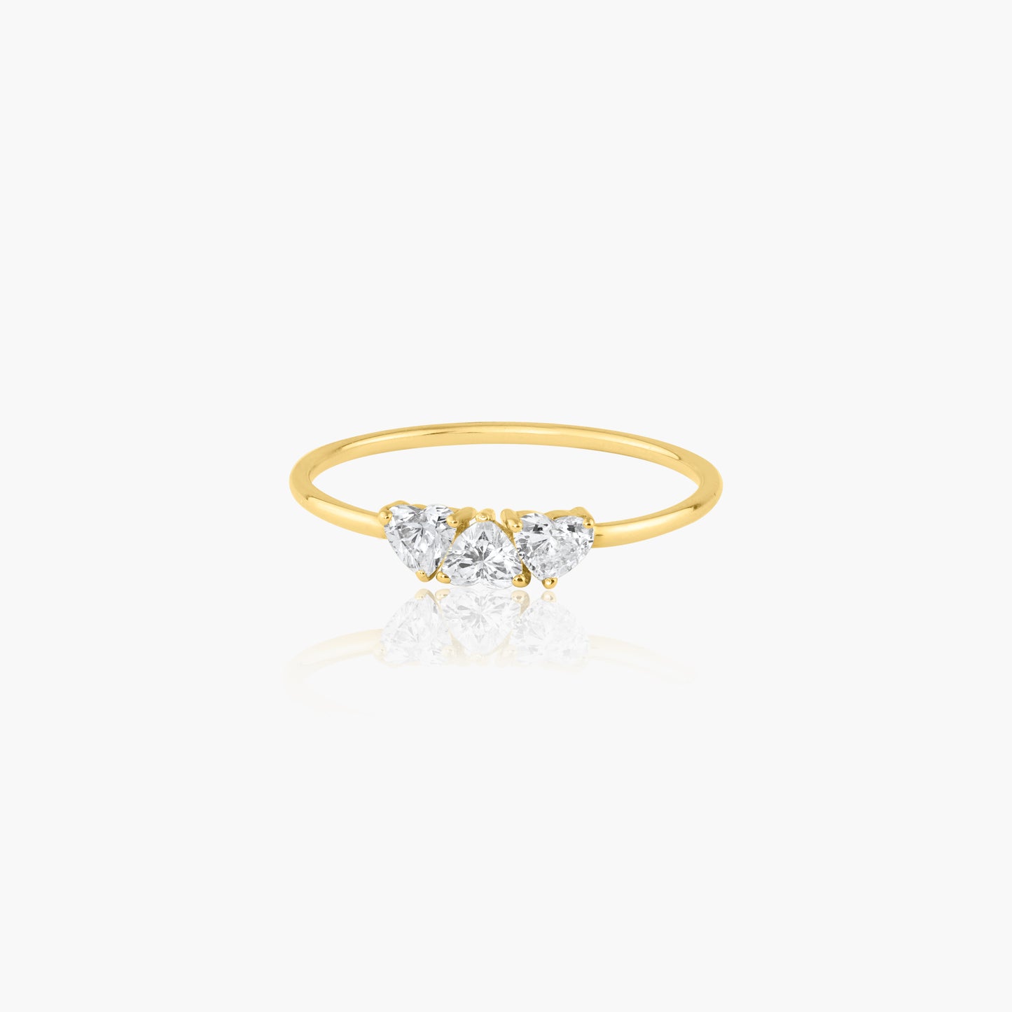 14K Yellow Gold Dainty Tri Heart Diamond Ring - R60604106