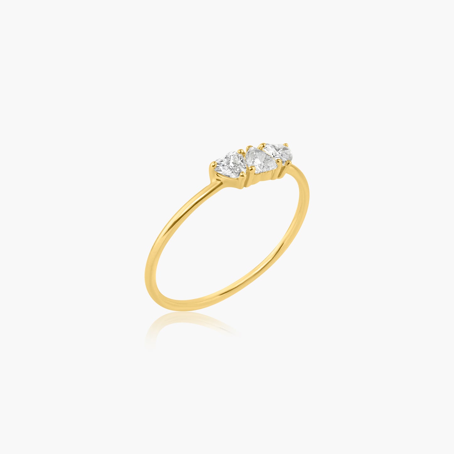 14K Yellow Gold Dainty Tri Heart Diamond Ring - R60604106