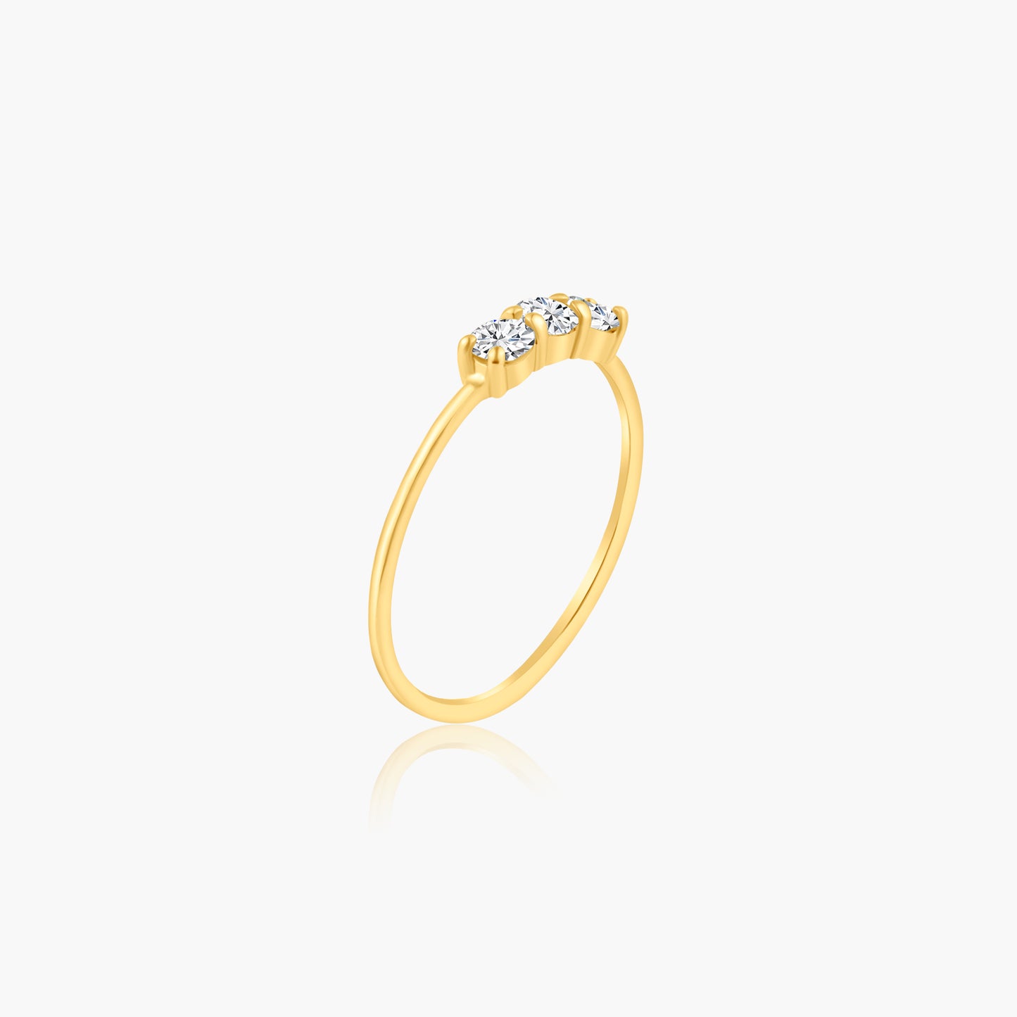 14K Yellow Gold Dainty Tri Round Diamond Ring - R60604107