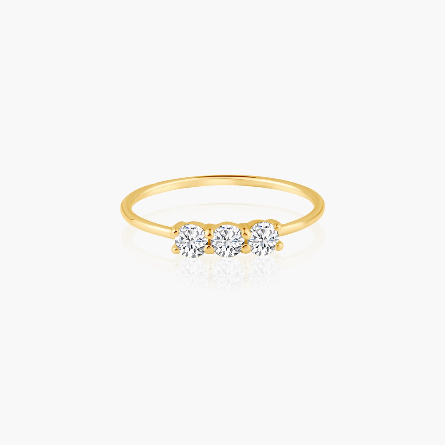 14K Yellow Gold Dainty Tri Round Diamond Ring - R60604107