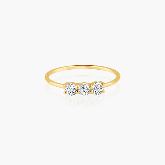 14K Yellow Gold Dainty Tri Round Diamond Ring - R60604107