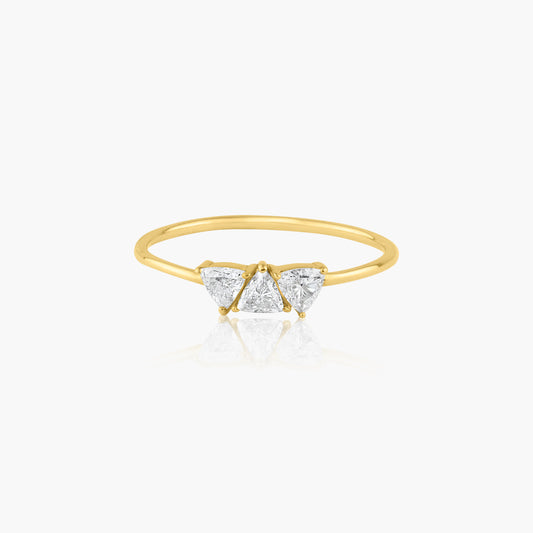 14K Yellow Gold Dainty Tri Triangle Diamond Ring - R60604108