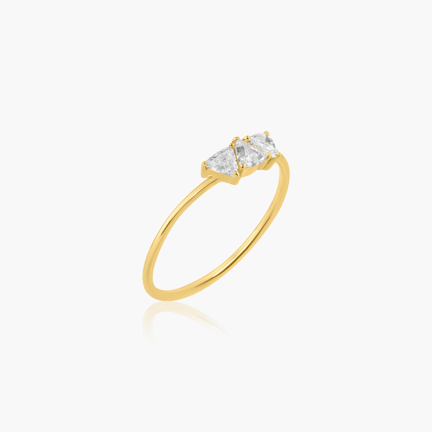 14K Yellow Gold Dainty Tri Triangle Diamond Ring - R60604108