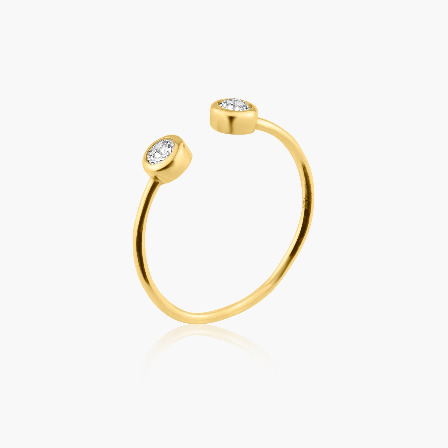 14K Yellow Gold Dainty Double Diamond Open Ring - R606045